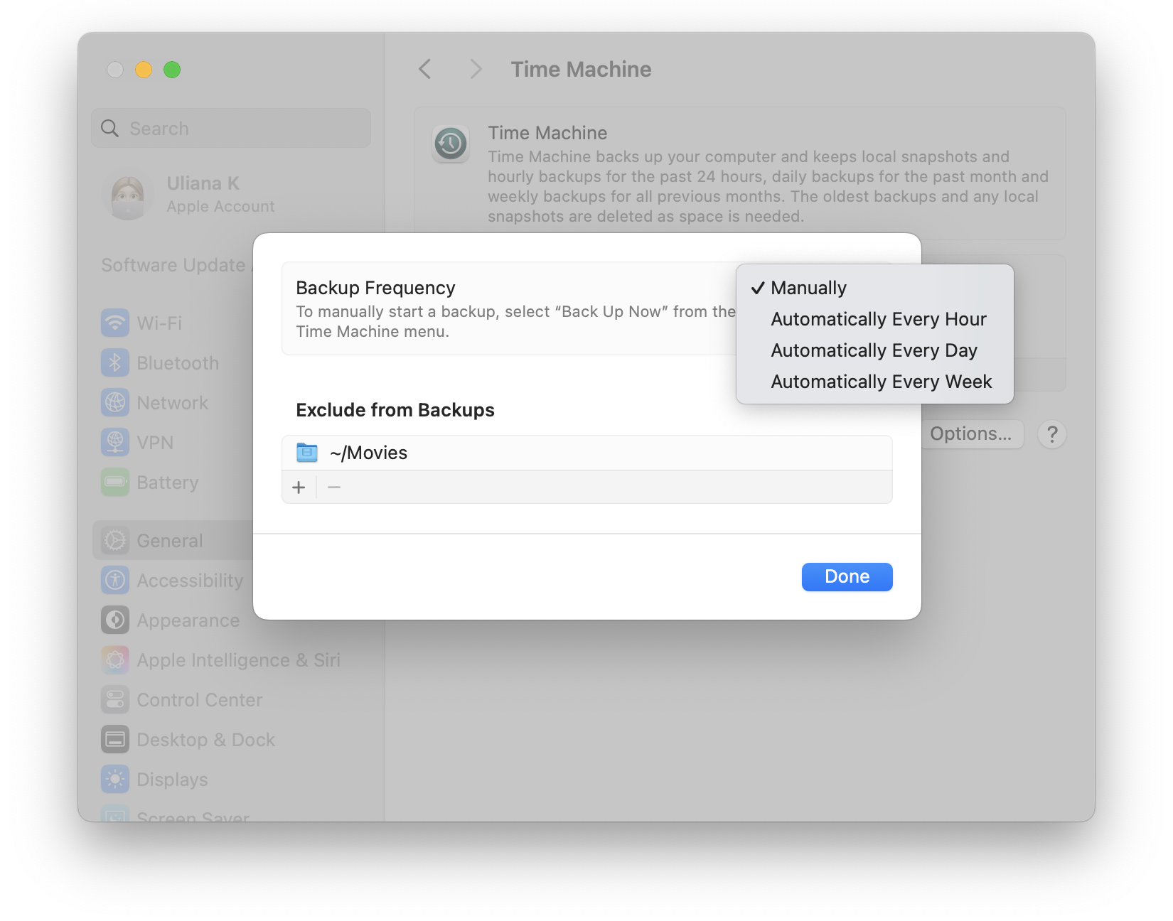 choose backup frequency