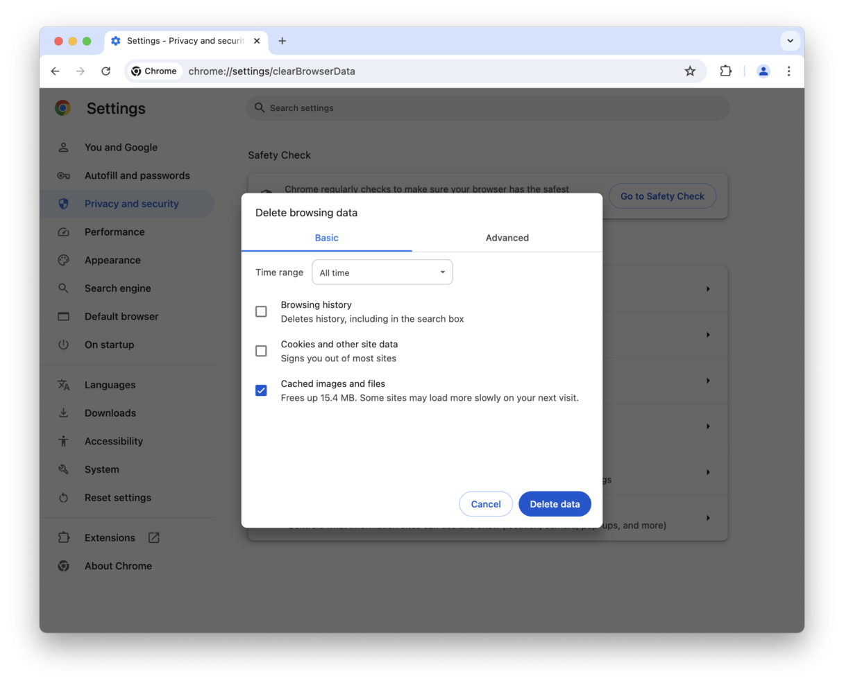 How to remove cache in Chrome