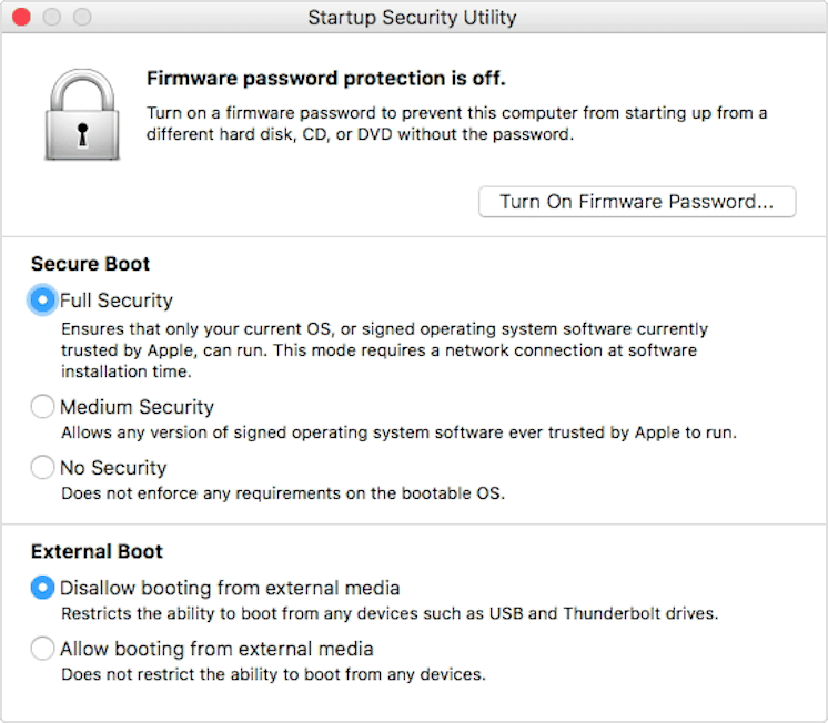 Startup utility window