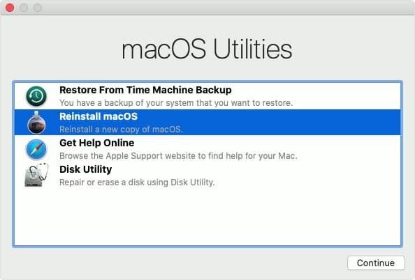 macOS Utilities window