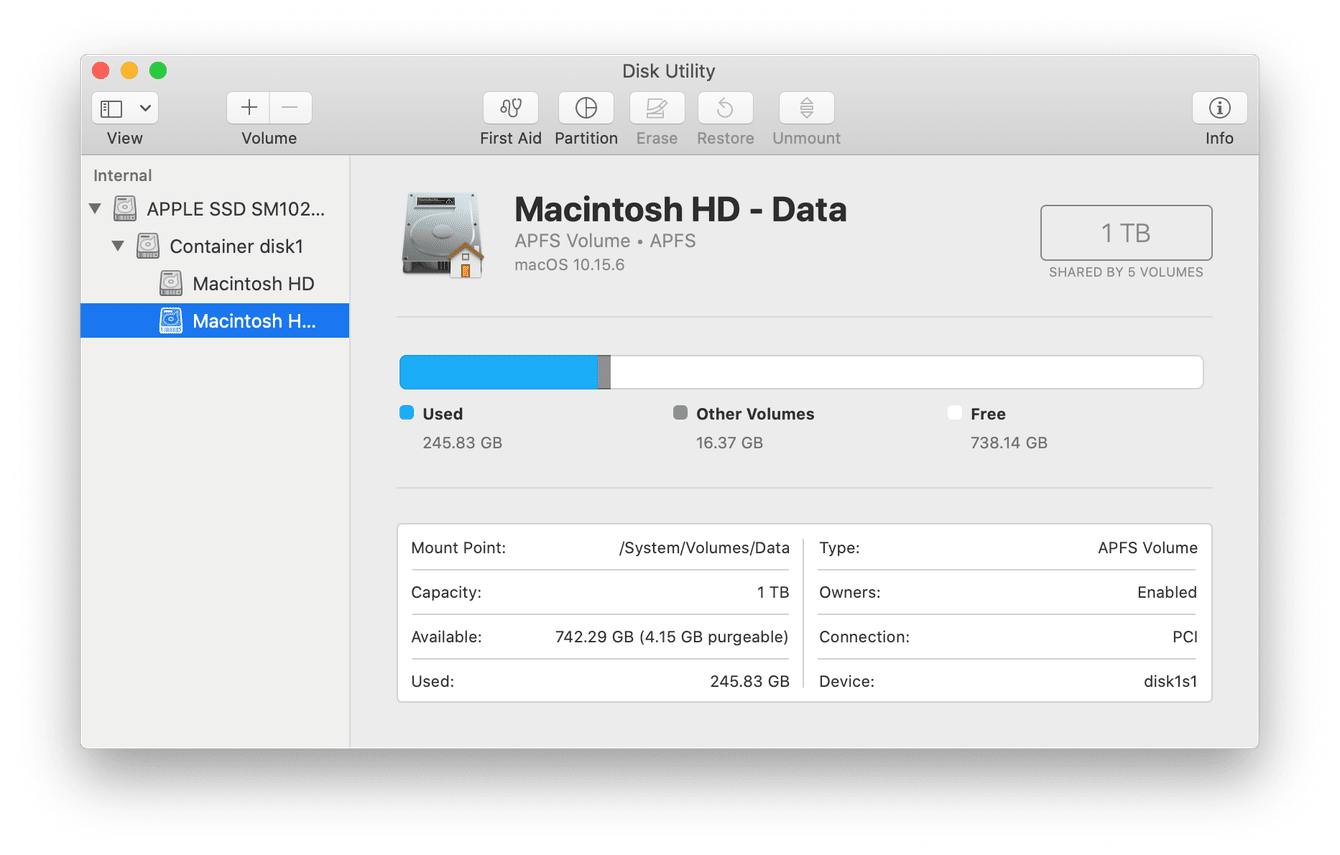 Mac disk utility window