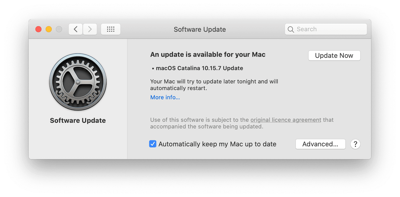 macOS update window