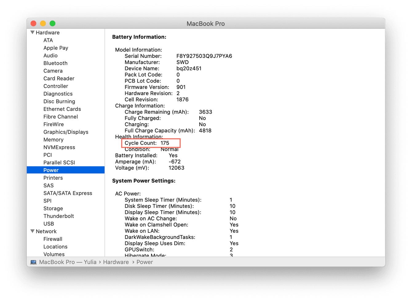 How to check battery cycle count