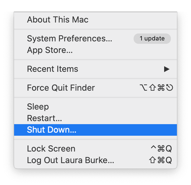 how to shut down mac with keyboard