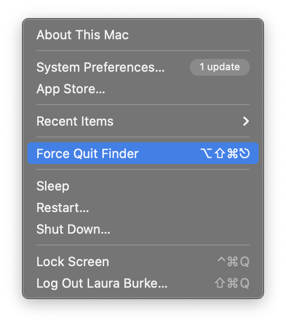 "Force quit Finder" option