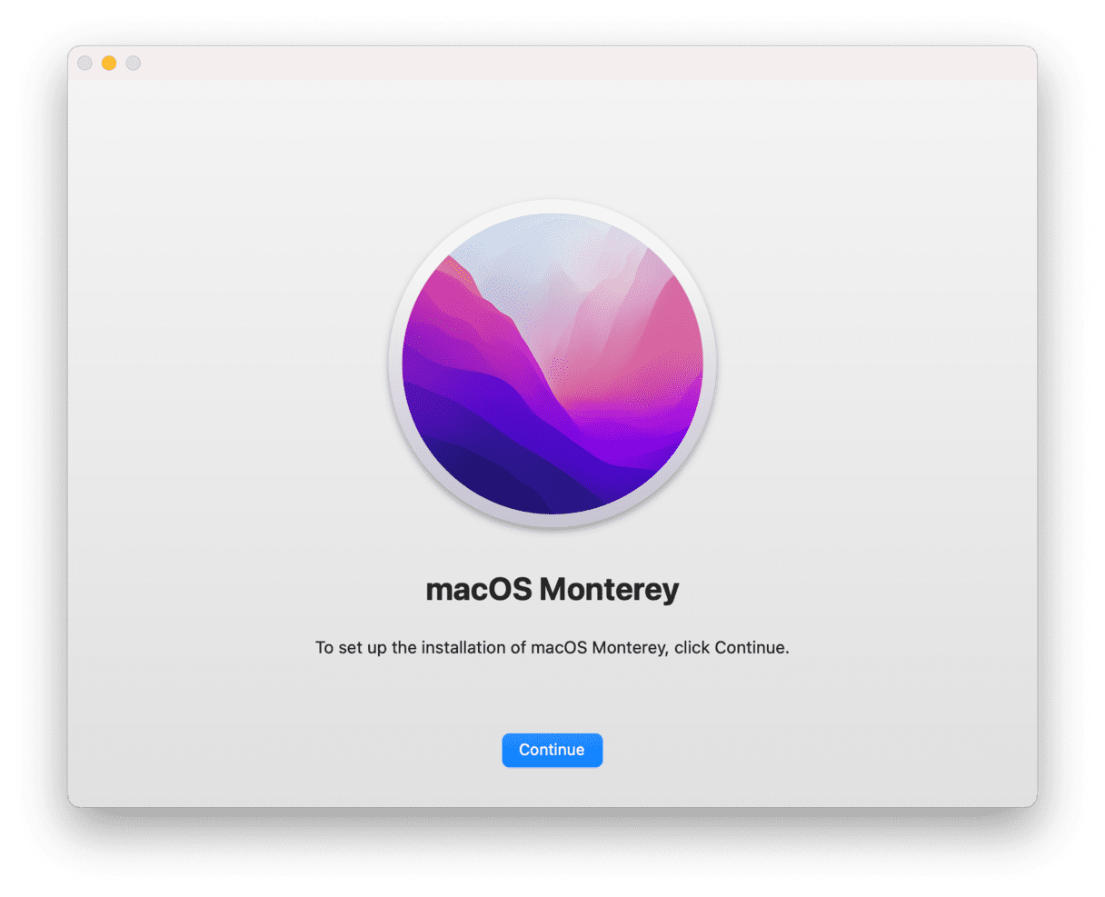 macOS Monterey update window