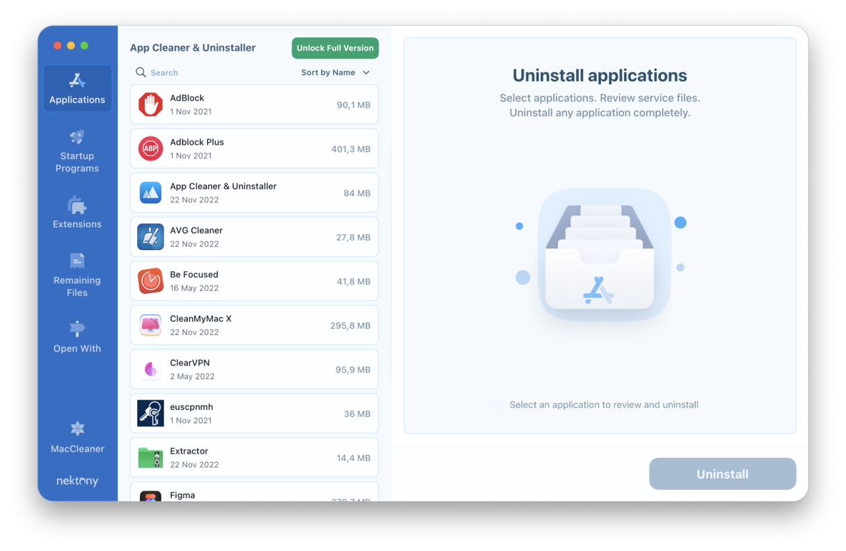 App Cleaner & Uninstaller par Nektony