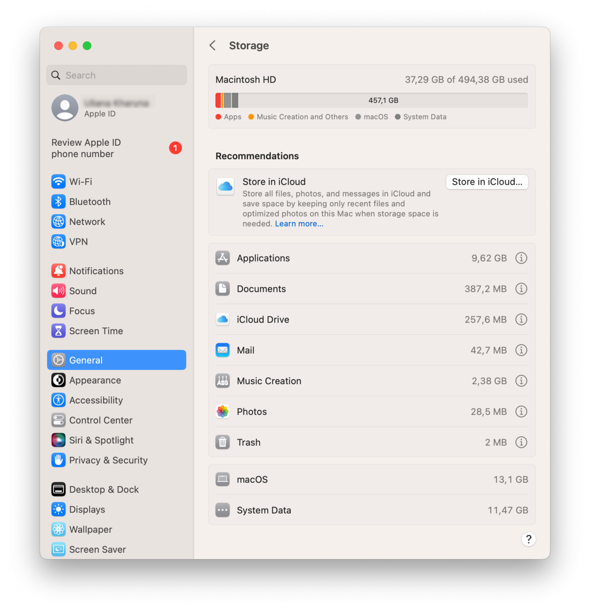 System Storage on Mac