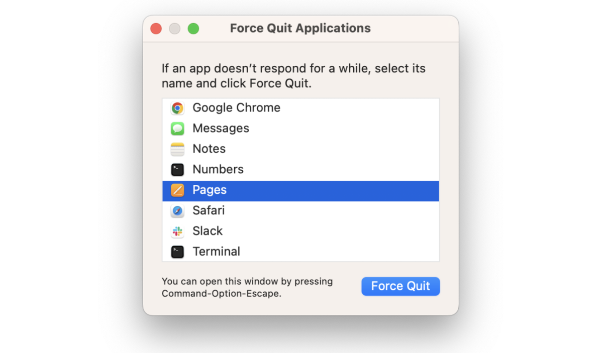 Force quit apps