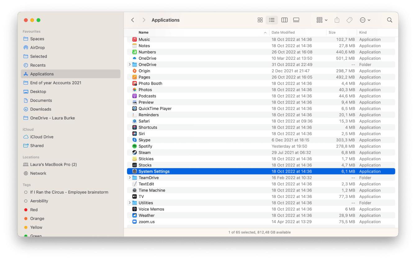 Finder window on Mac
