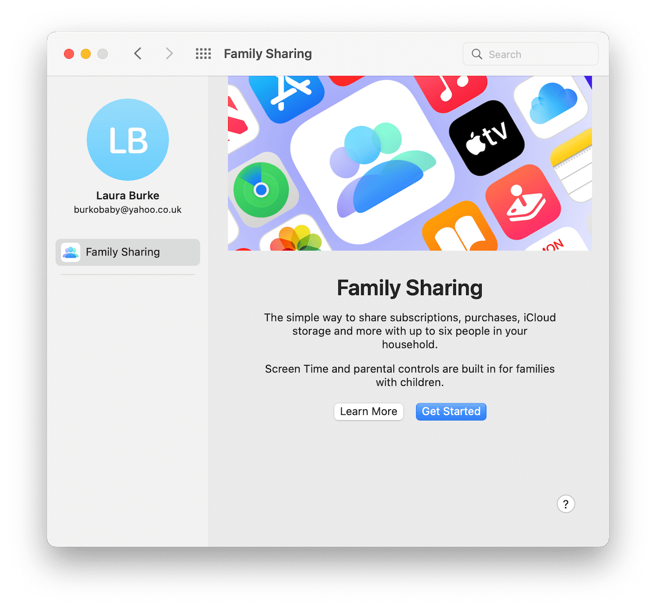 Family Sharing on Mac