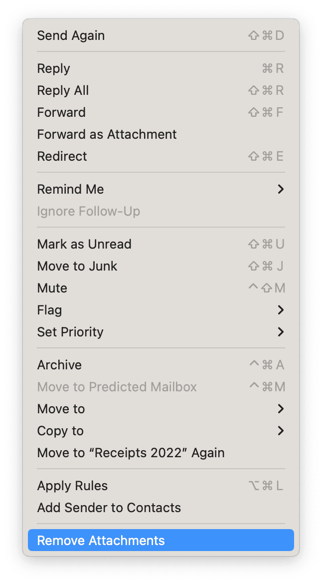 How to remove old and large Mail attachments