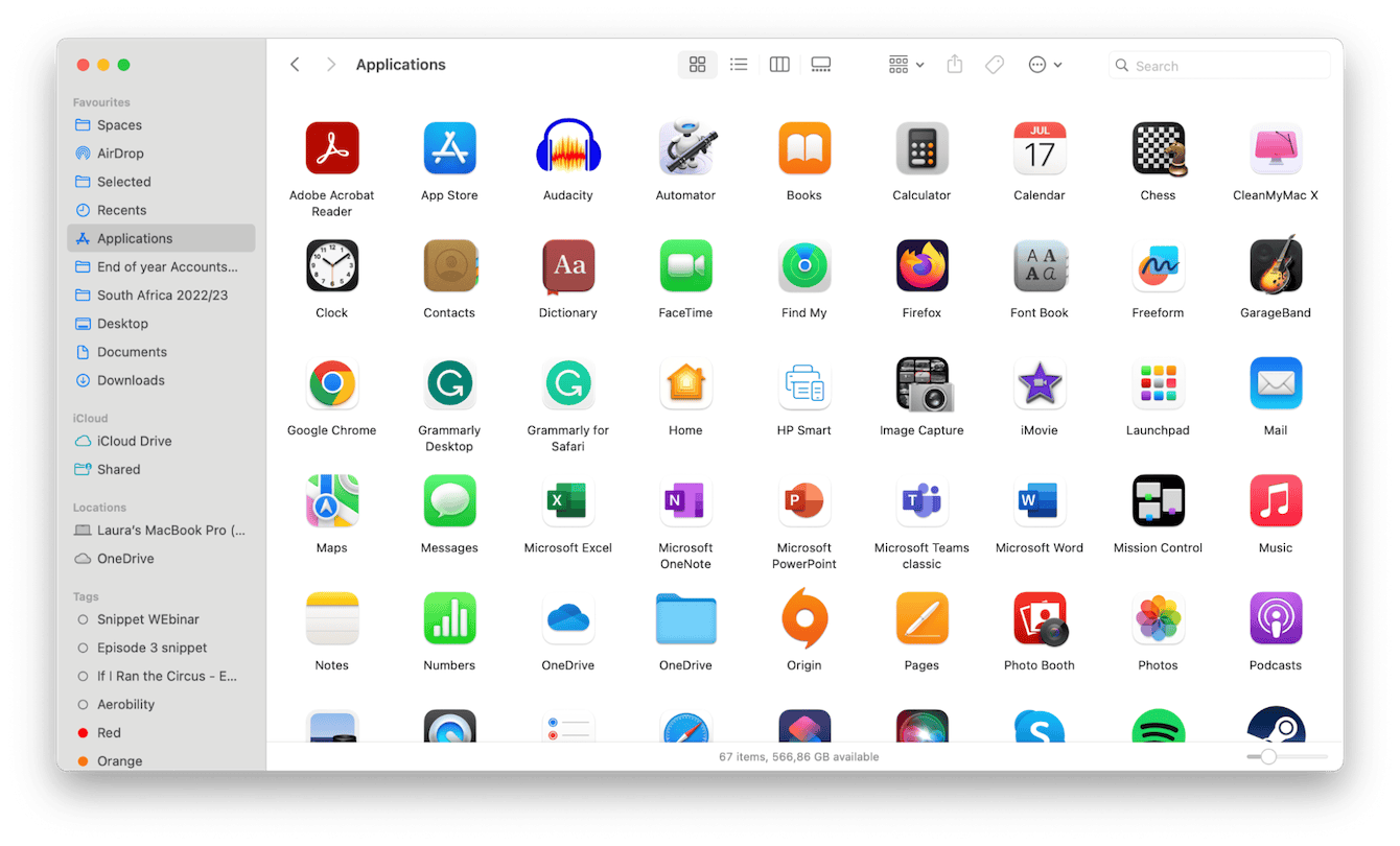 Finder window – Applications