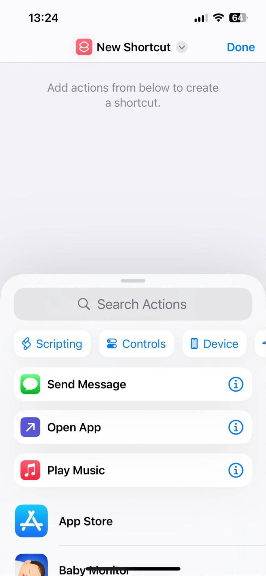 Shortcuts app on iPhone