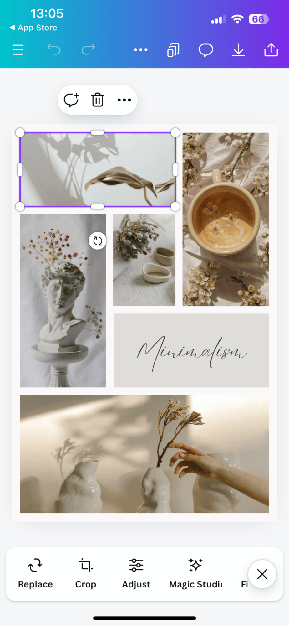 How to combine photos in Canva app