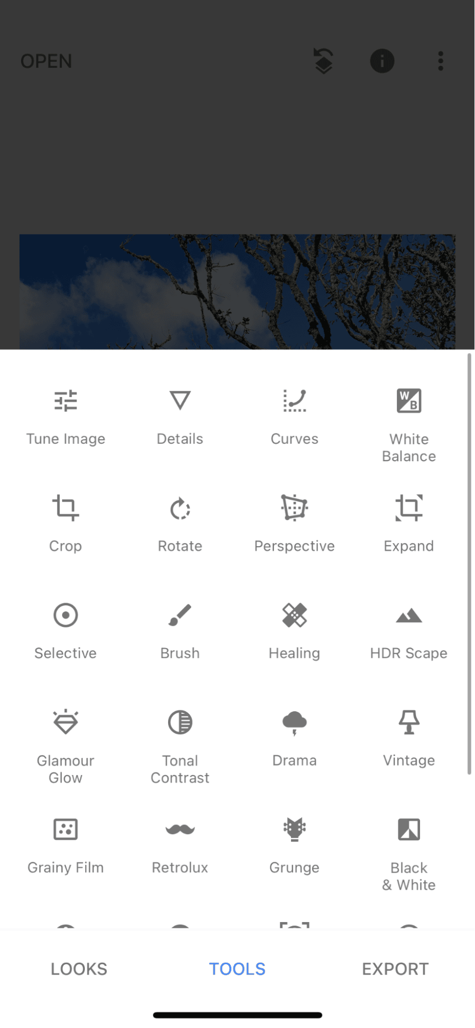 Snapseed app for editing photos