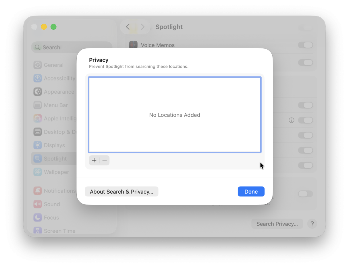 Rebuild the Spotlight index
