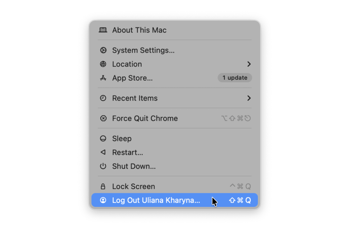log out a user on Mac