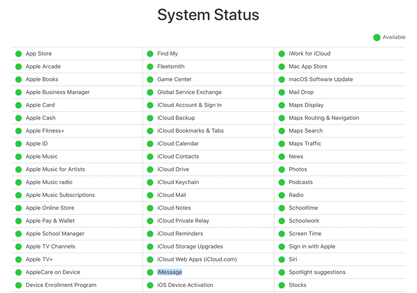 How to check Apple system status