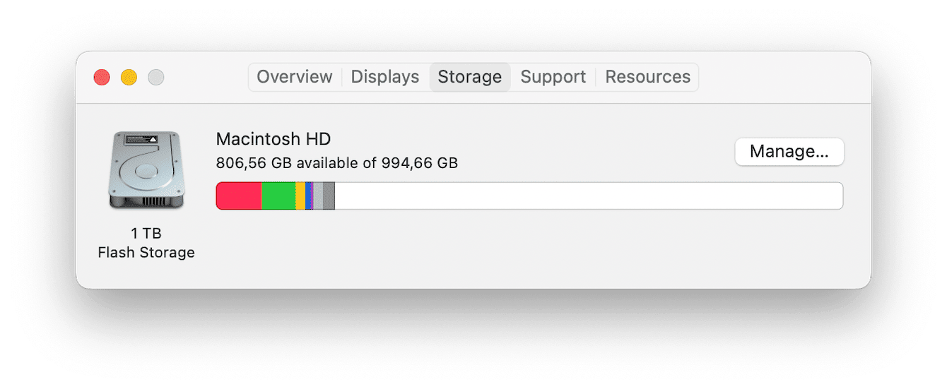 Available storage space on Mac