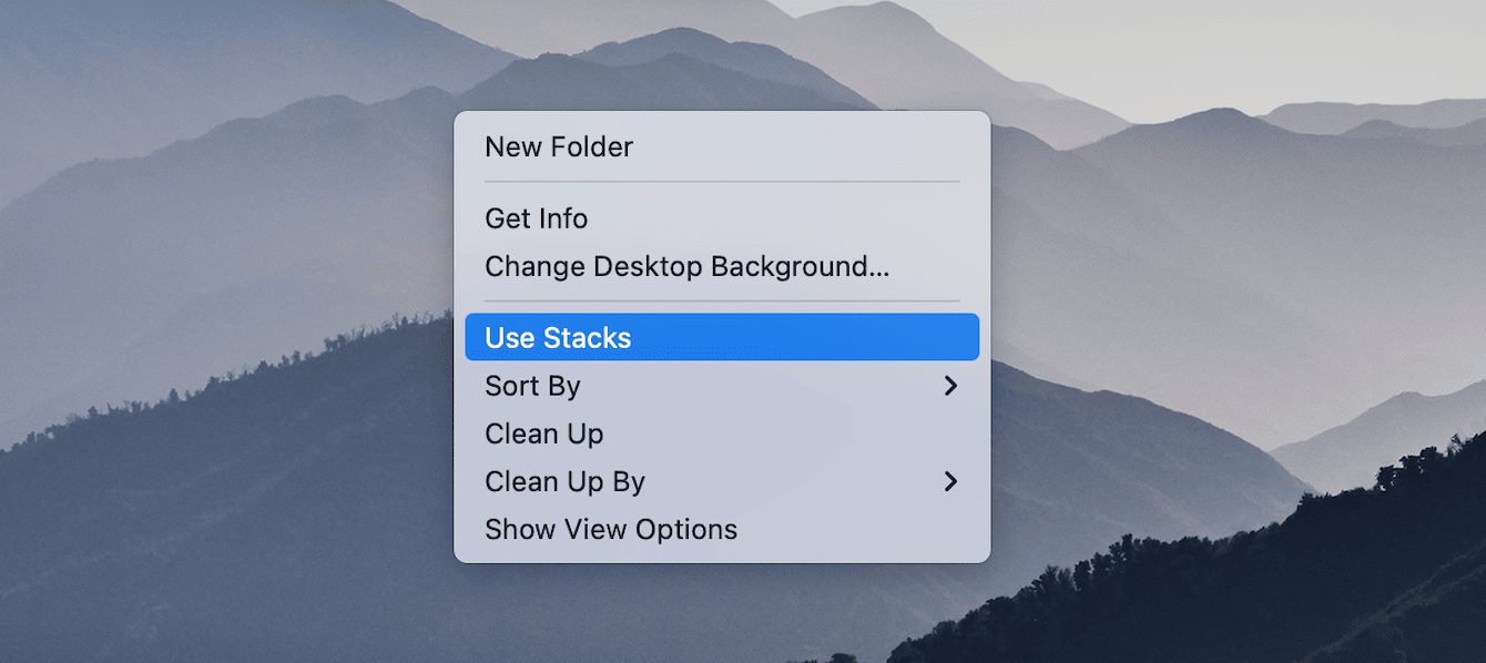 Desktop – Use Stacks menu
