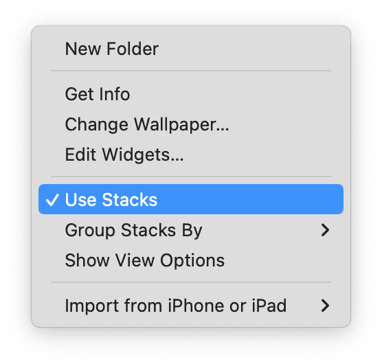 Stacks feature on Desktop