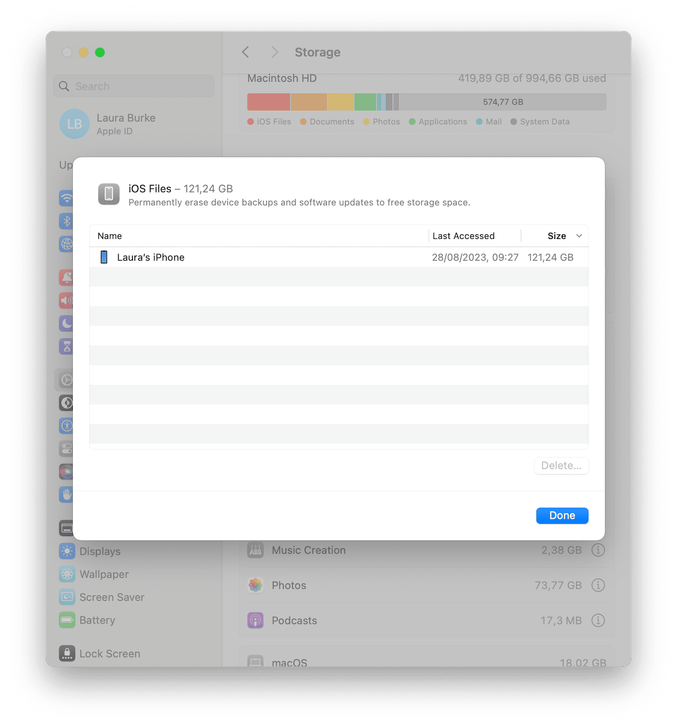 Removing old iOS backups