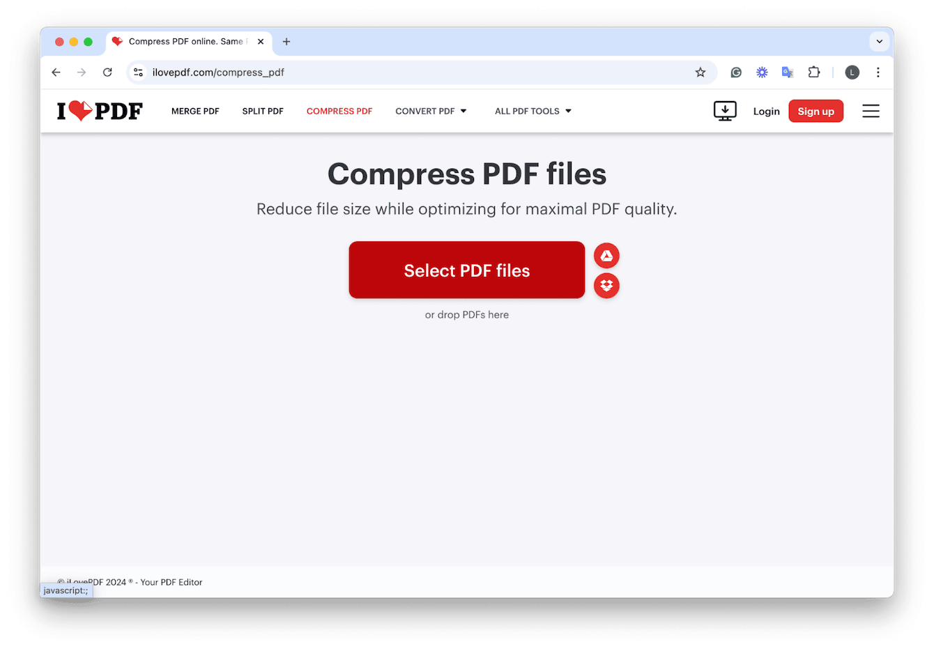 Online PDF compression tool