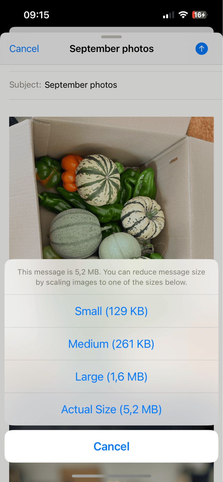 How to reduce photos with Mail