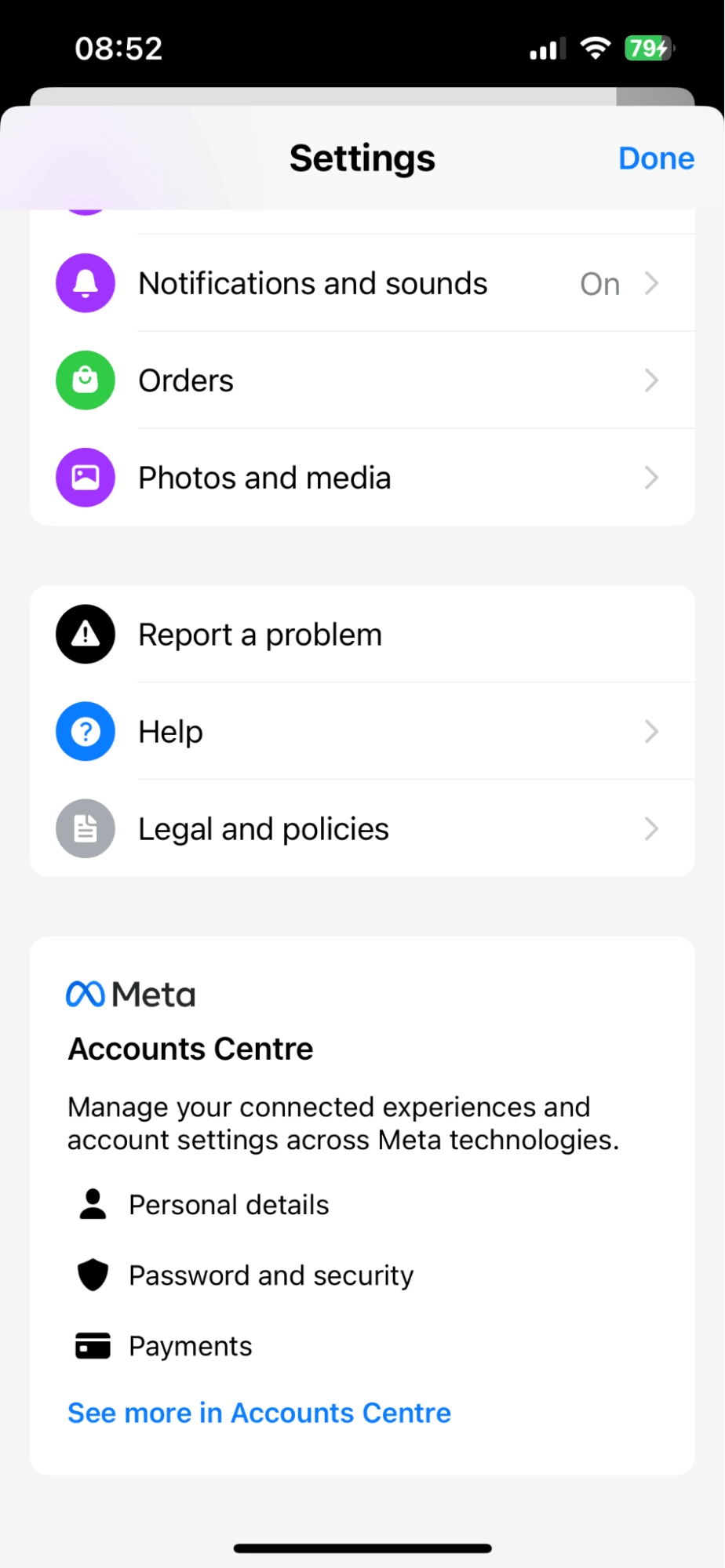 Messenger app settings