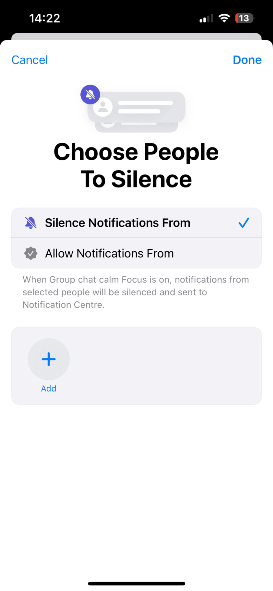 Silence notifications iPhone for specific people