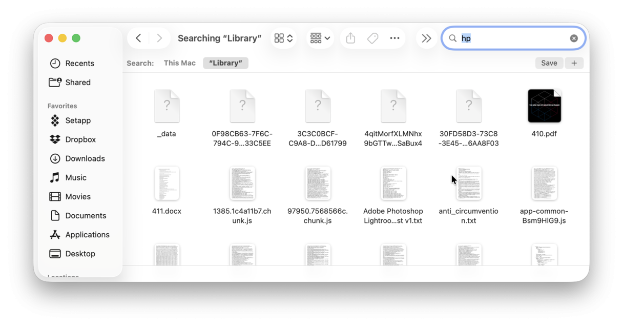 Application library on Mac