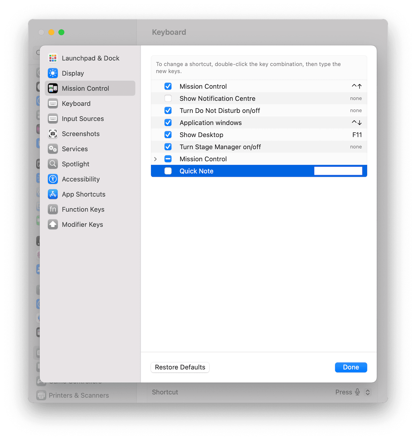 Keyboard shortcut to stop QuickTime recording