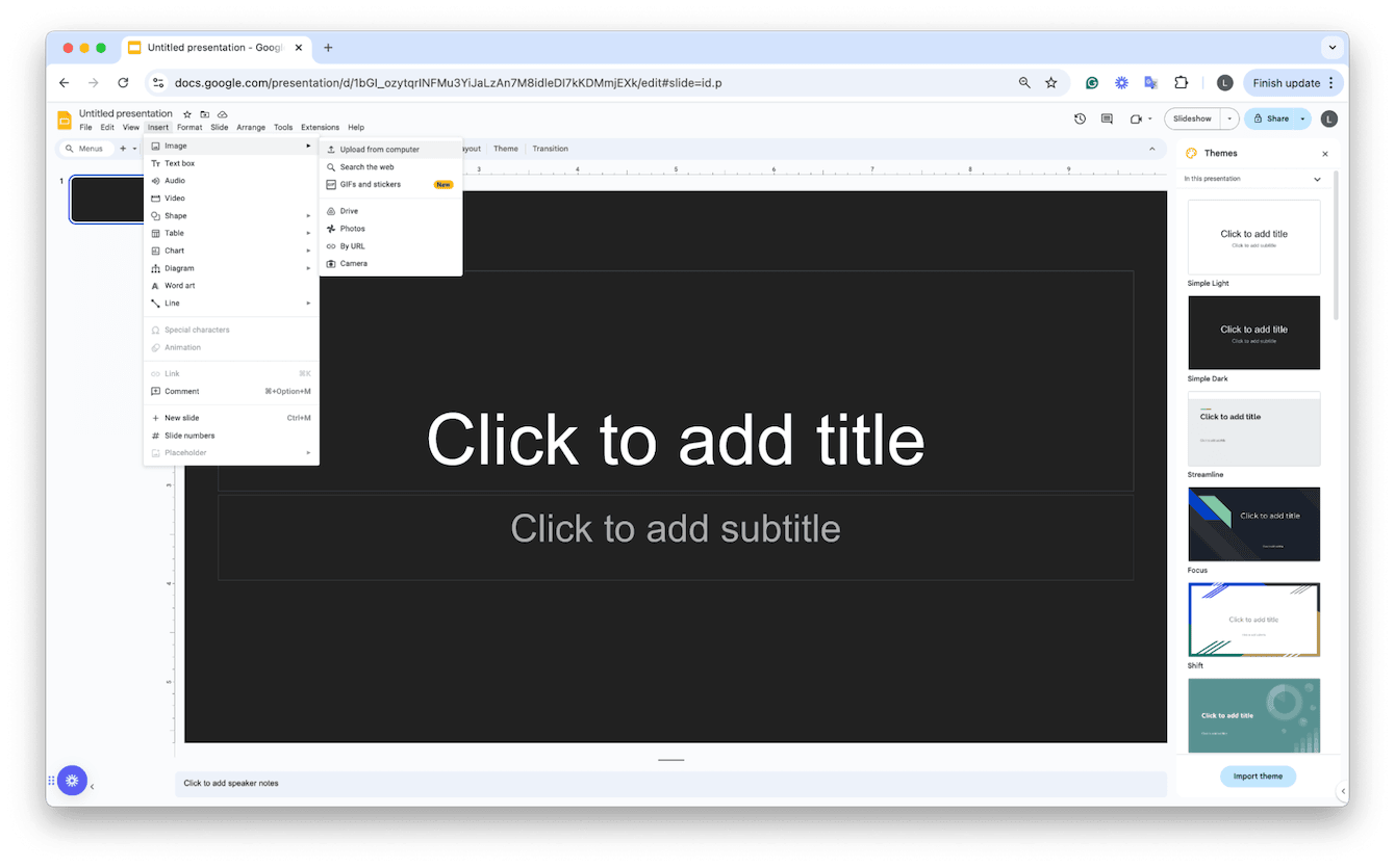 Google Slides for slideshows