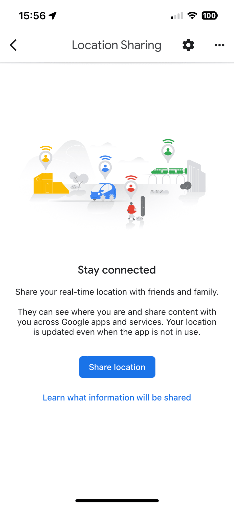 Location sharing in Google Maps