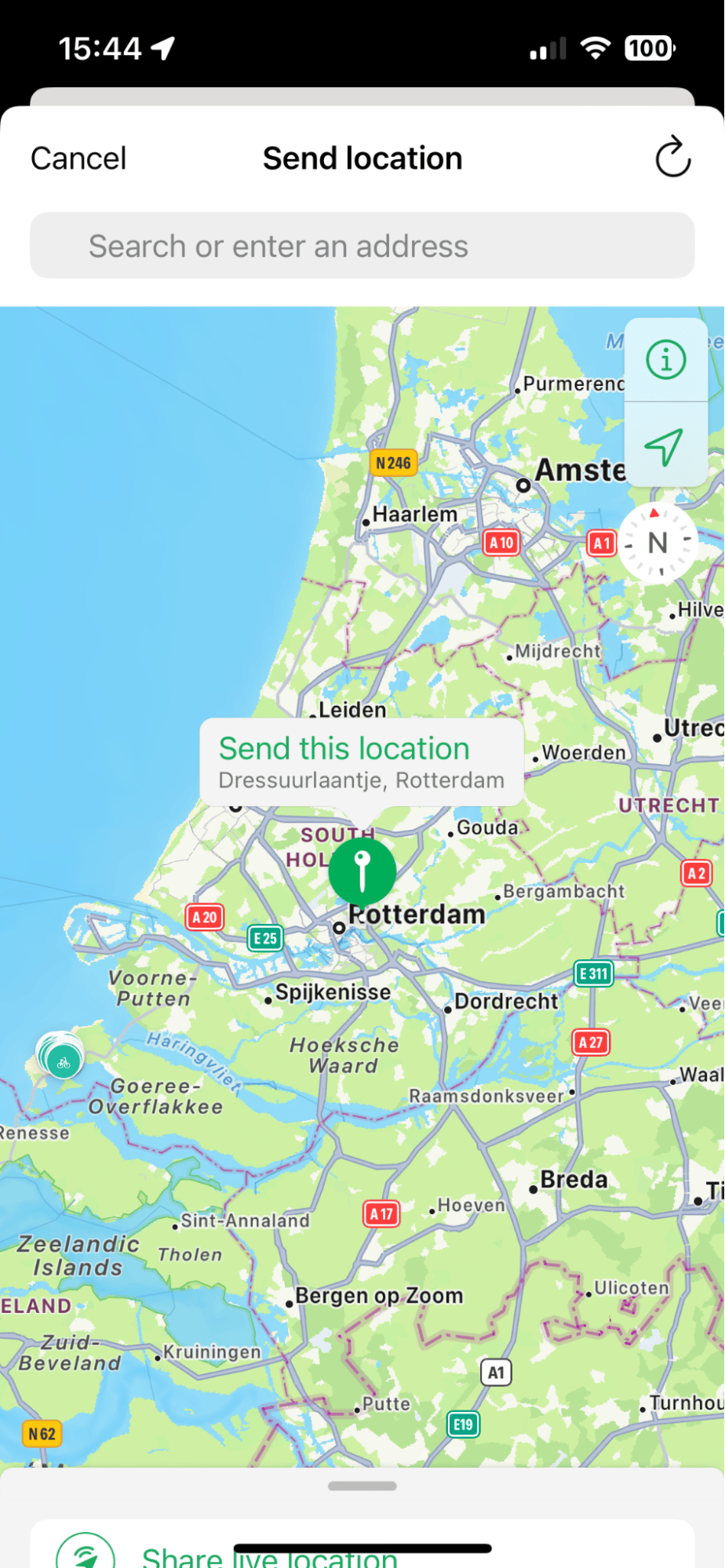 how to send location on iPhone in WhatsApp