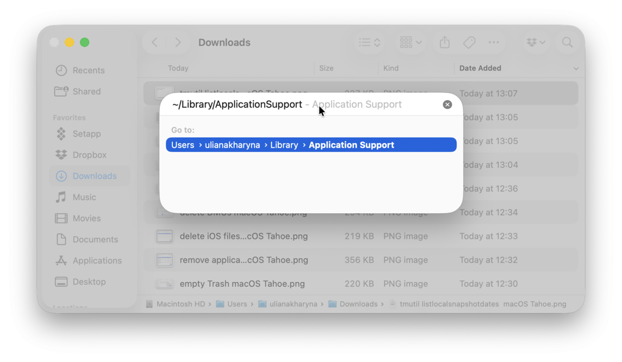 Application support files