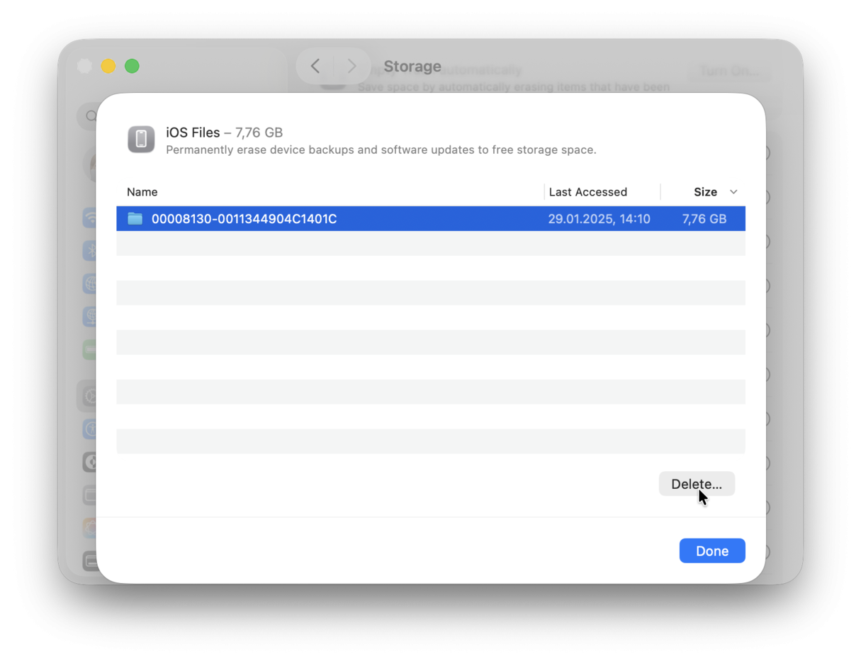 Delete old iOS backups