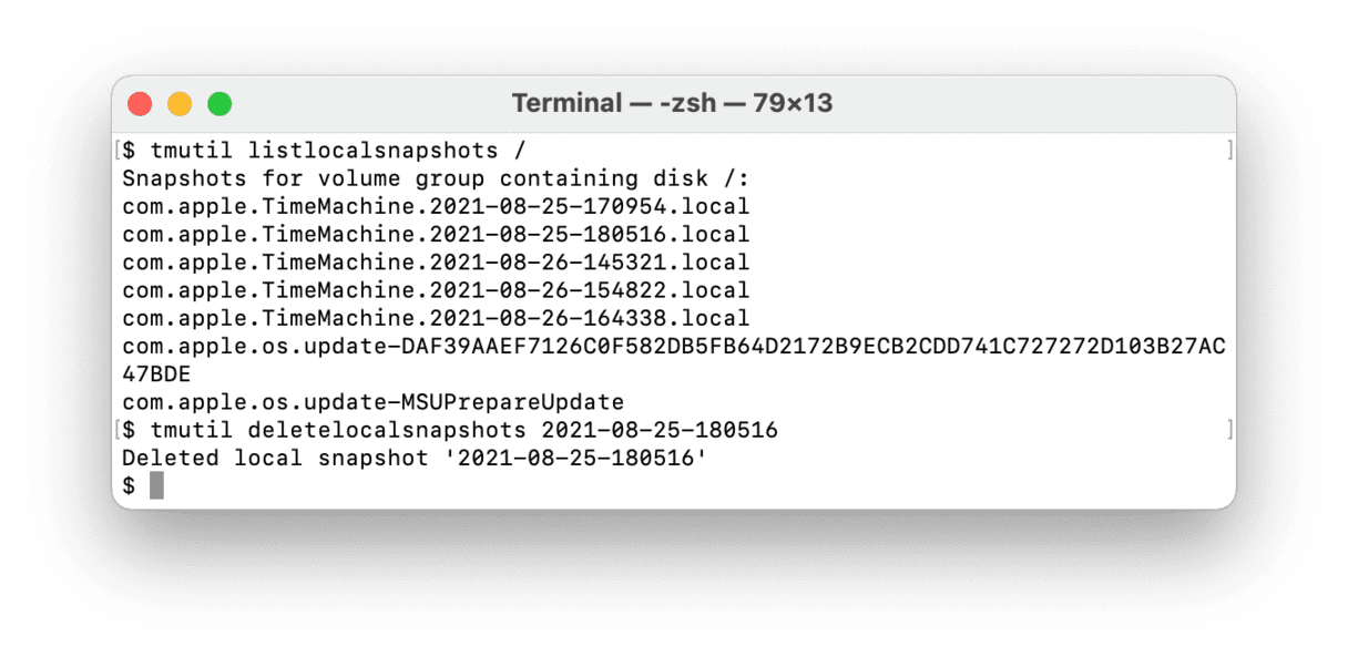 remove Time Machine snapshots from Mac