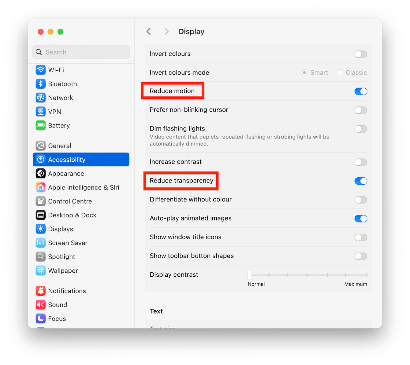 System Settings > Accessibility > Display