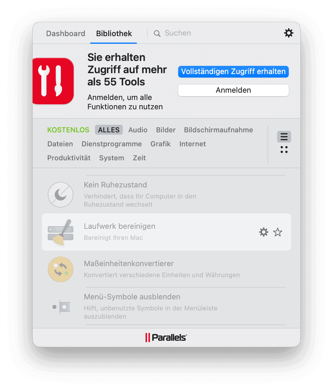 Parallels Toolbox tool