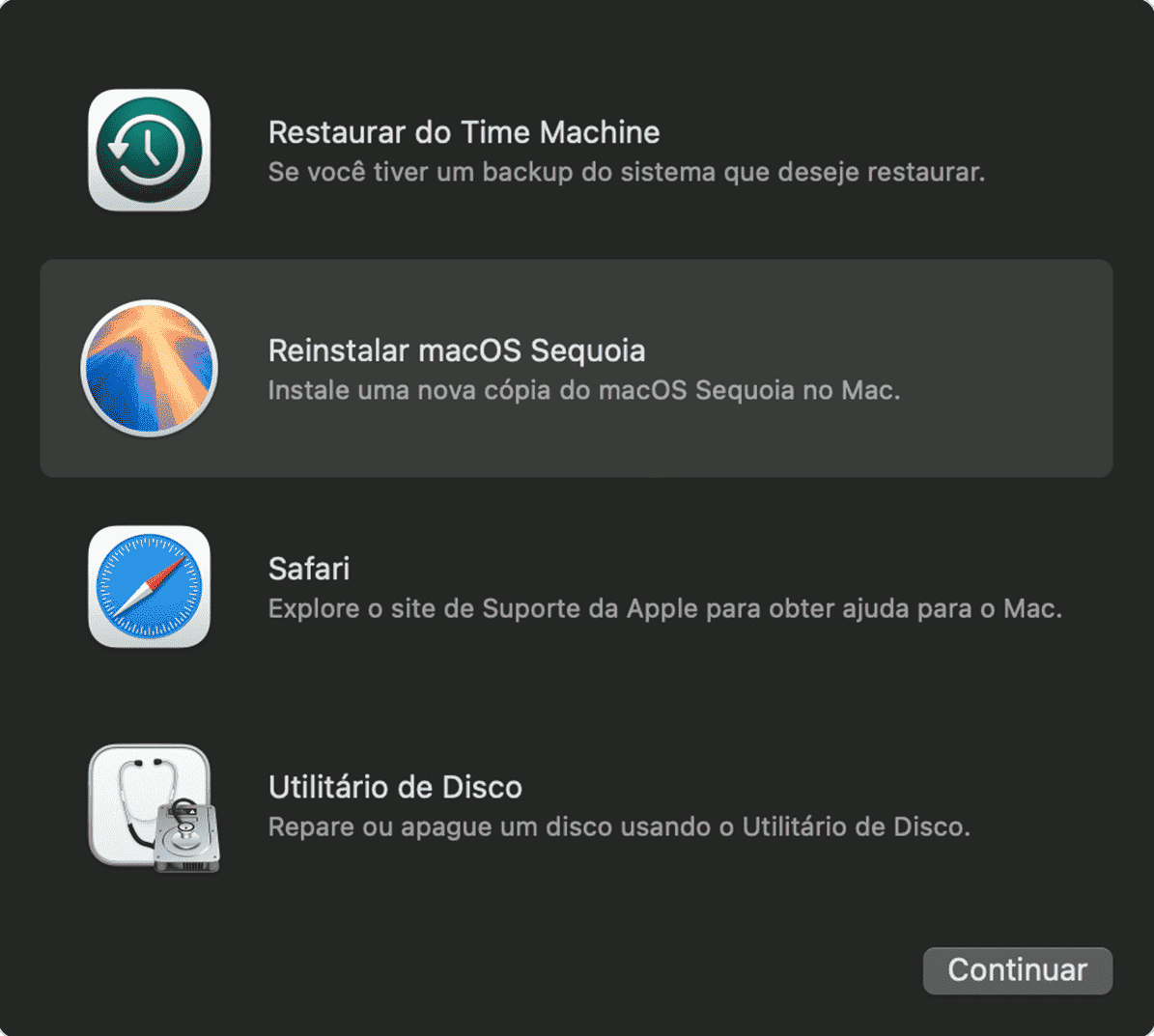 Reinstale o macOS