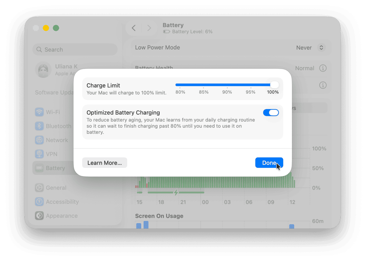 Charging option on Mac