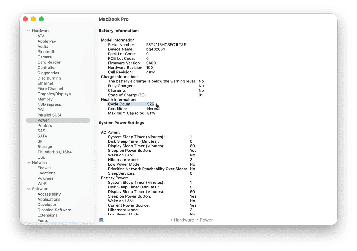 Mac battery information