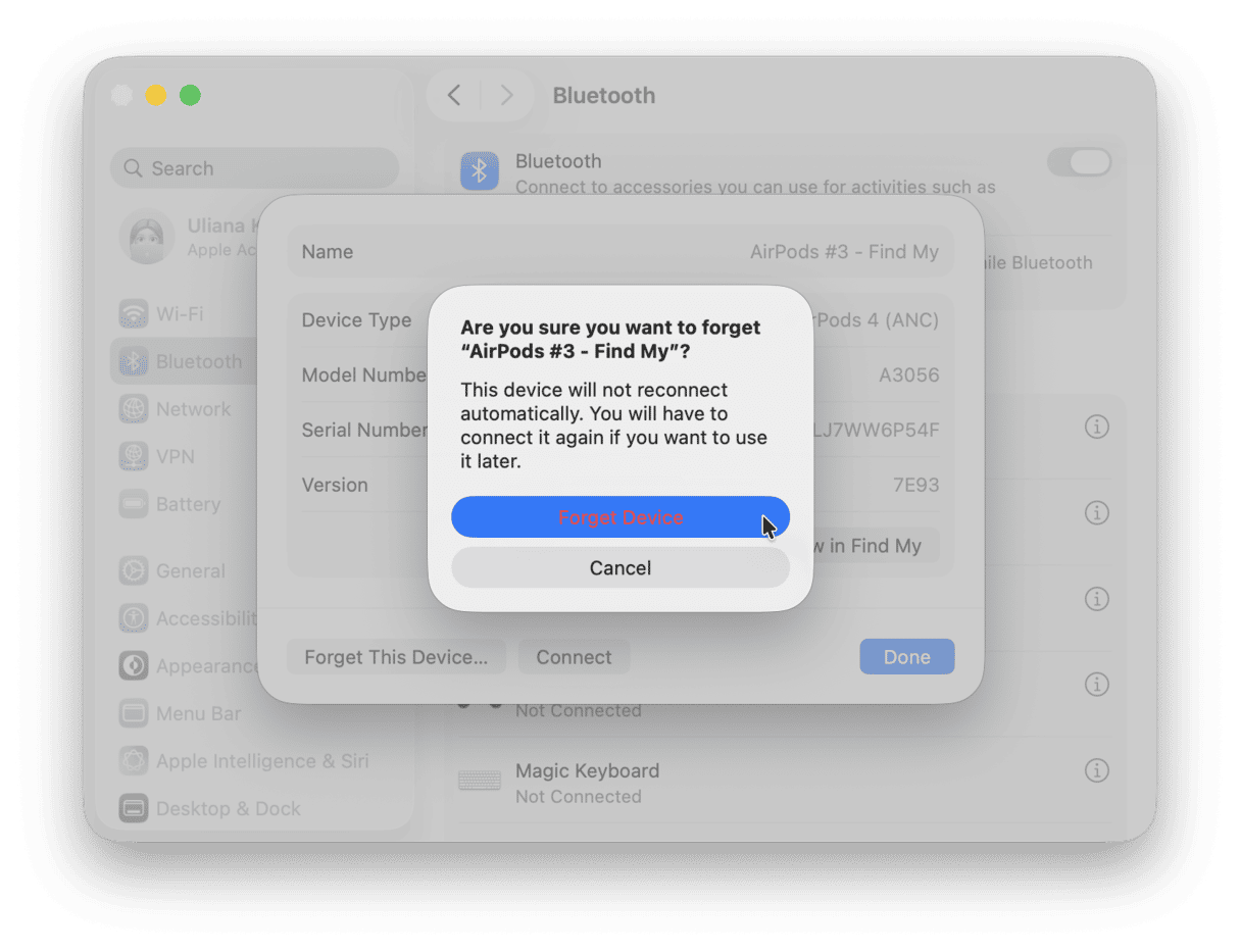 How to forget a Bluetooth device on Mac