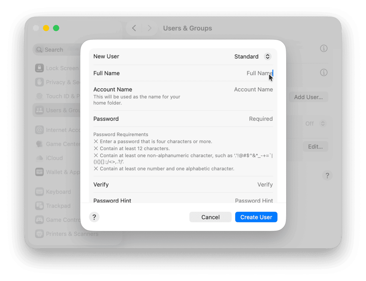 System Settings > Users & Groups