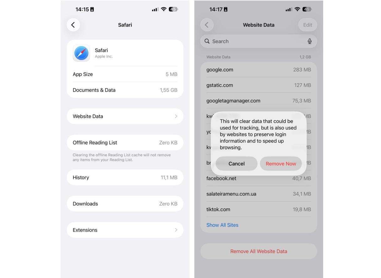 How to clear Safari cache on iOS