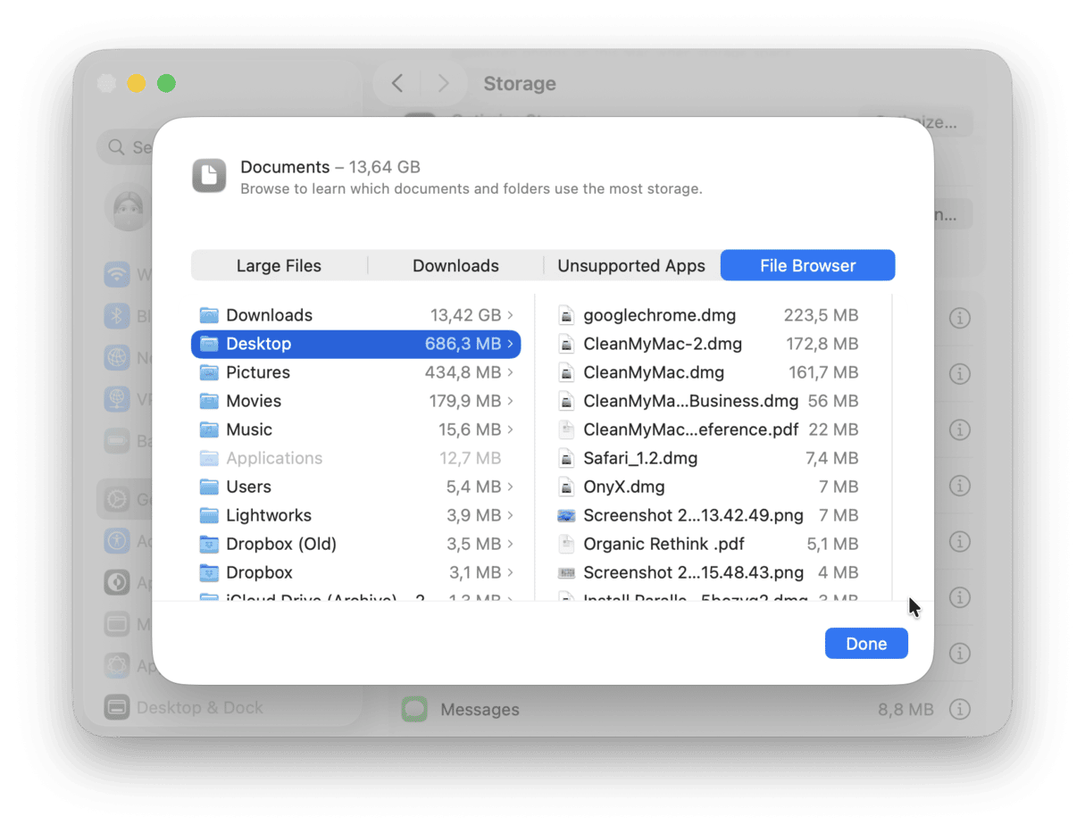 how to delete files via system settings on Mac