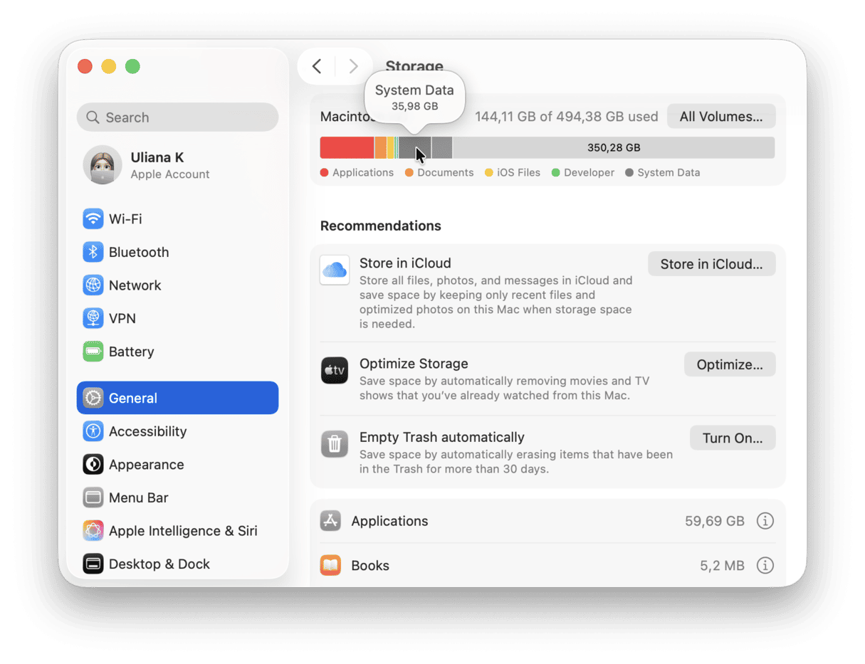How to check System Data on Mac