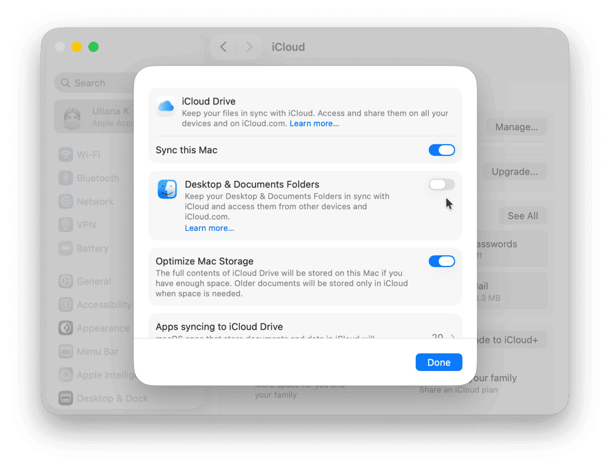How to disable iCloud Drive sync on Mac